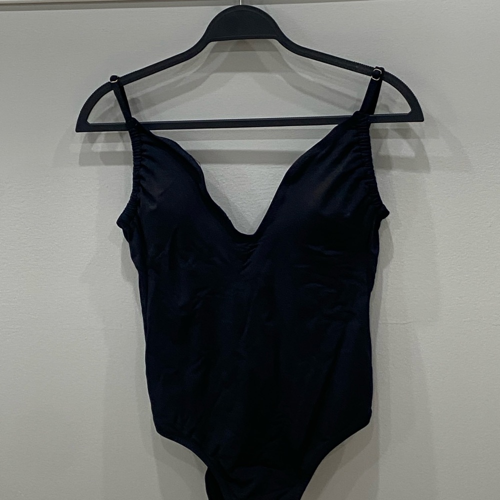 Black V-Neck Bathing Suit